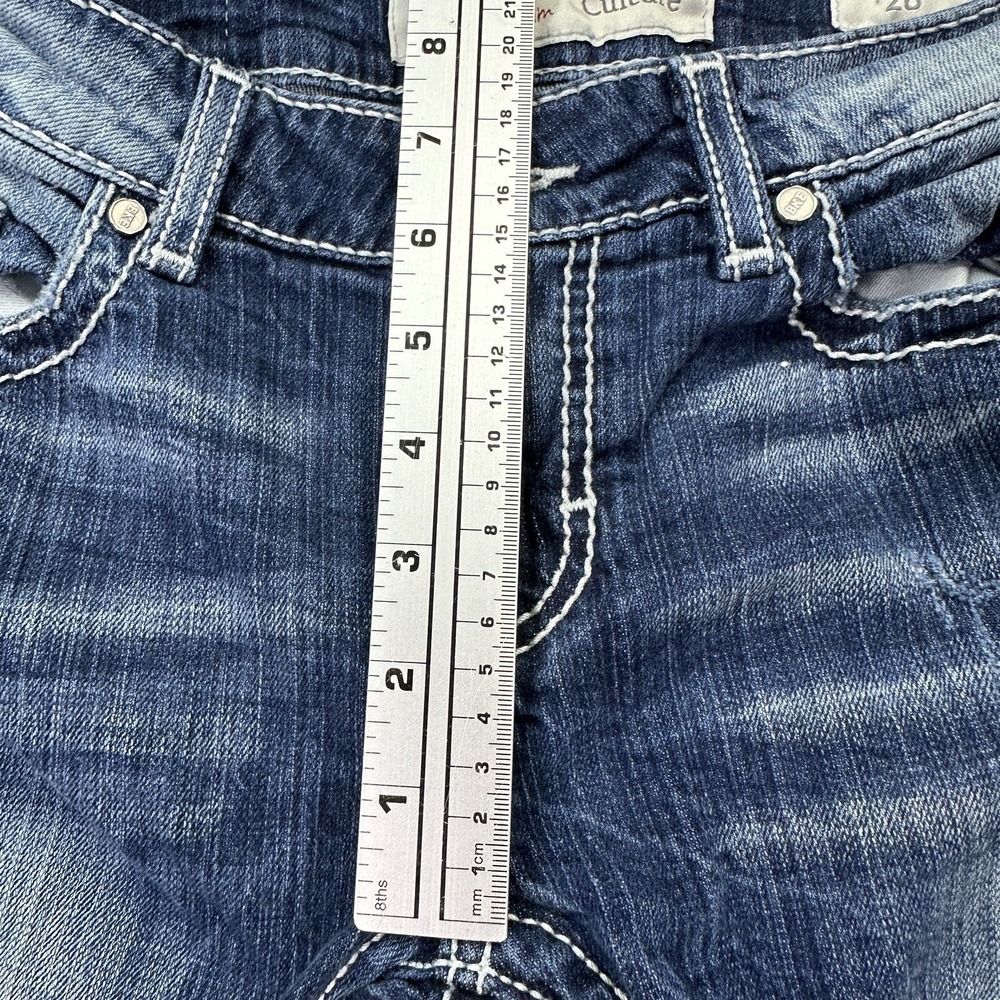 BKE Culture Capri Jeans Women 28 Distressed Bootcut Blue Denim - Picture 4 of 16
